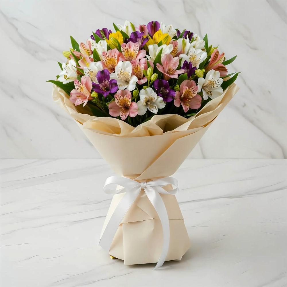 Букет цветов из: Альстромерии в Малиновом озере