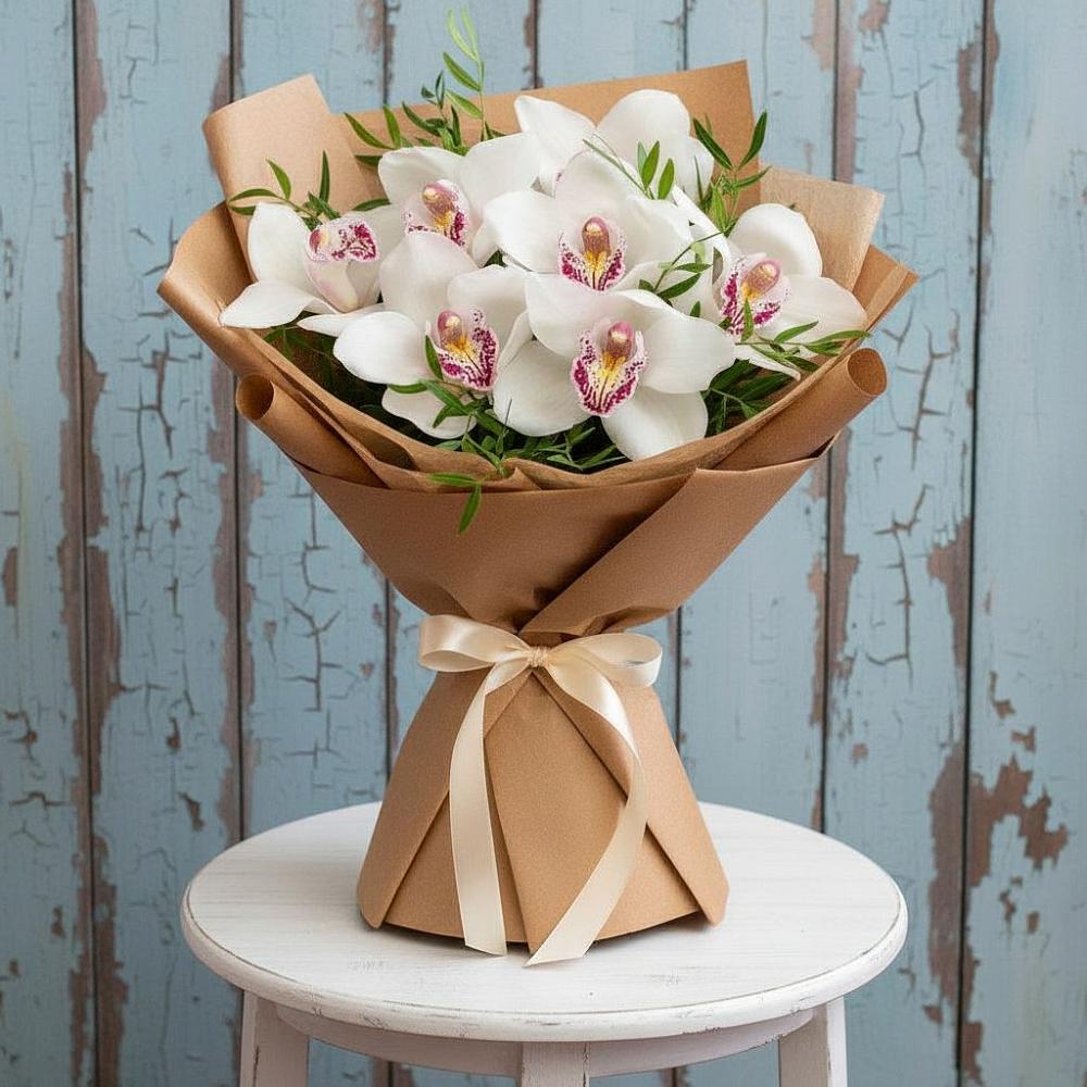 Букет цветов из: Орхидеи и Розы в Малиновом озере