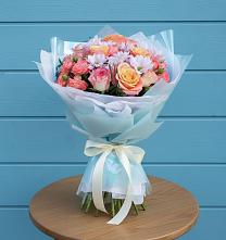 Букет цветов из:  Хризантемы и Розы #REPLACE_PRED# Малиновом озере