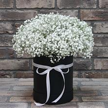 Цветочная композиция из Гипсофила в шляпной коробке в Малиновом озере